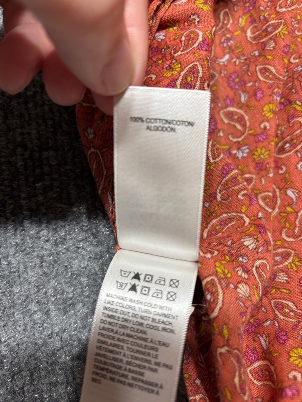 Lucky Brand Rust Paisley Button-Front Cap Sleeve Blouse with Lace Trim - Picture 11 of 11